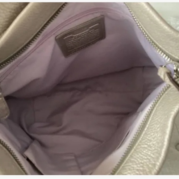 NWOT Coach F15064 Metallic Silver Hobo Satchel Shoulder Bag FREE wallet - Picture 9 of 13